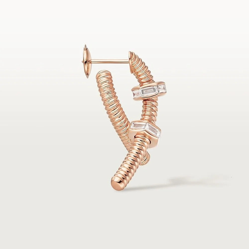 Rose Gold Tone Ecrou Screw Single Left Earring Unisex Gift Ideas