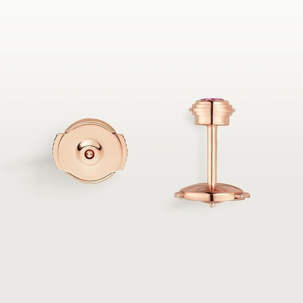 Rose Gold Tone Stud Earrings With Pink Sparkling Stone Best Gift For Women