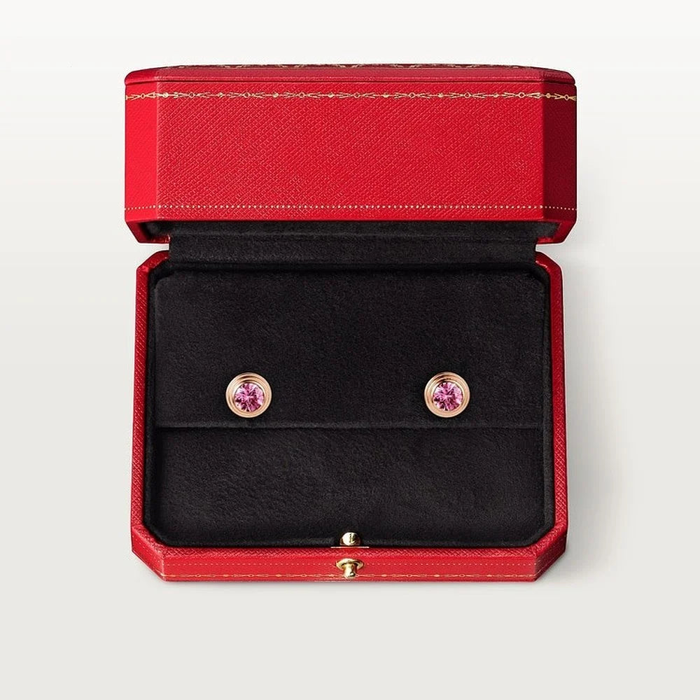 Rose Gold Tone Stud Earrings With Pink Sparkling Stone Best Gift For Women