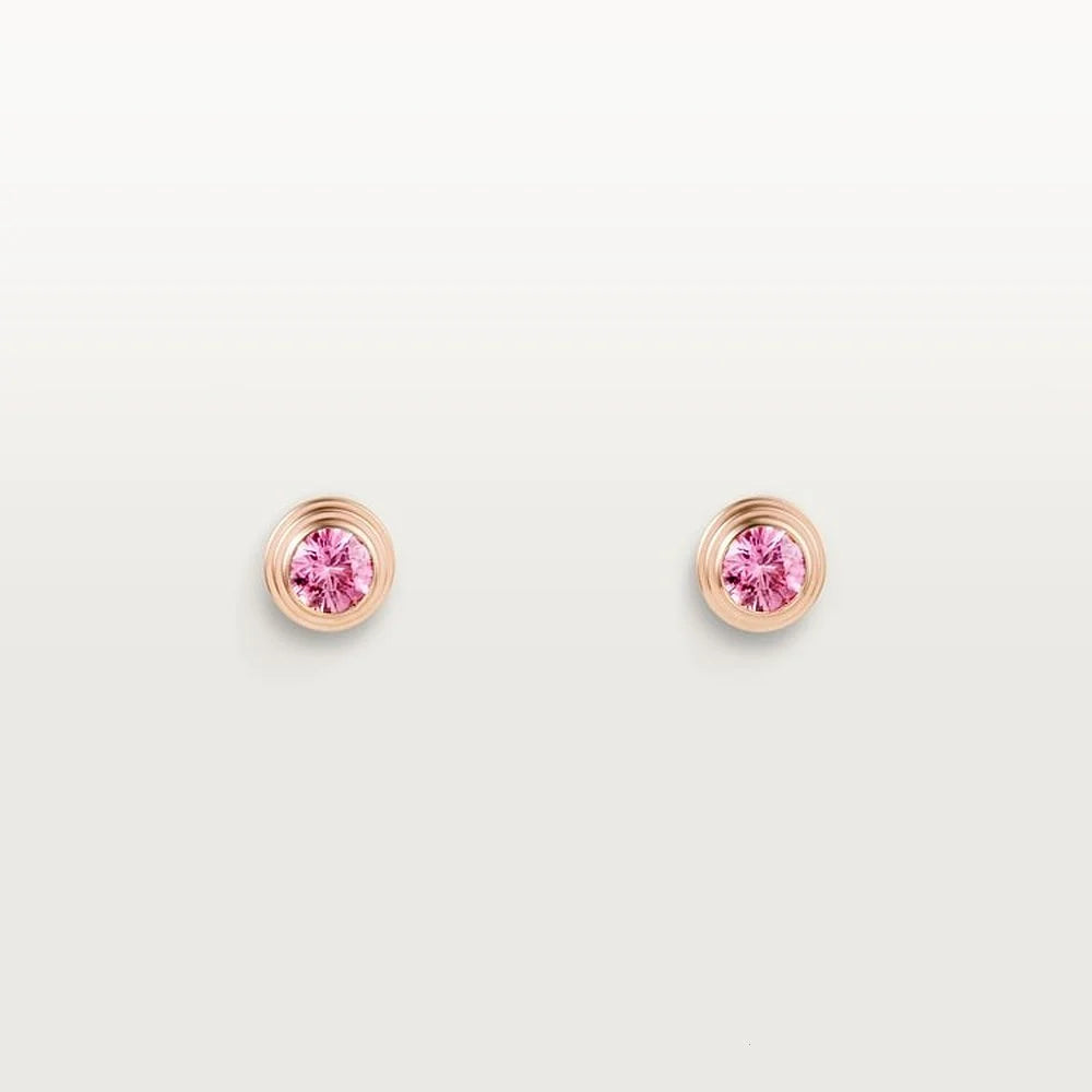 Rose Gold Tone Stud Earrings With Pink Sparkling Stone Best Gift For Women