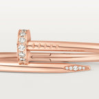 Elegant Pink Gold Nail-Inspired Bangle with Sparkling Crystals, Classic Model