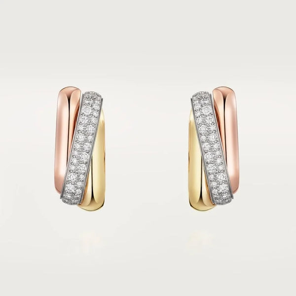 Tri Gold Bond of Contrast – Bold Yet Graceful Interlocking Hoop Design