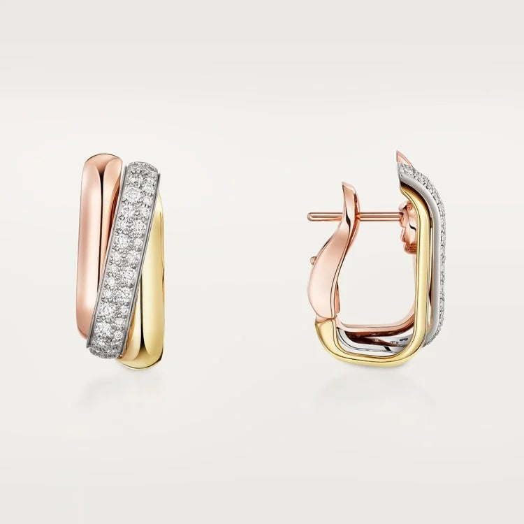 Tri Gold Bond of Contrast – Bold Yet Graceful Interlocking Hoop Design