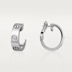 Unisex Love Hoop White Gold Tone Earrings With Sparkling Stone Best Gift Ideas