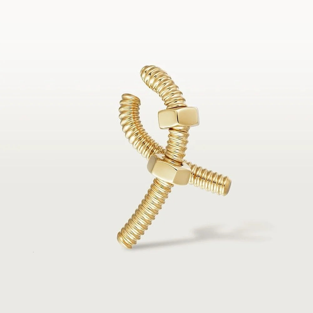 Unisex Single Right Yellow Gold Tone Earring Best Gift Ideas