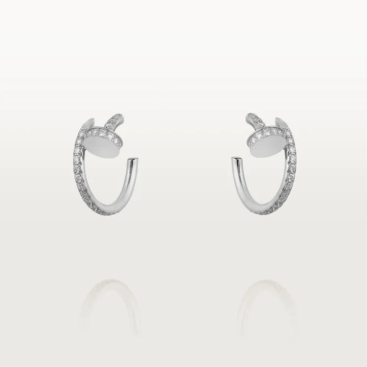 White Gold Coil of Daring – Elegant Half-Hoop Earrings Wrapped in Radiant Crystals, small model