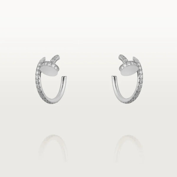 White Gold Coil of Daring – Elegant Half-Hoop Earrings Wrapped in Radiant Crystals, small model