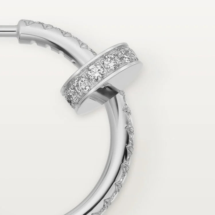 White Gold Coil of Daring – Elegant Half-Hoop Earrings Wrapped in Radiant Crystals, small model