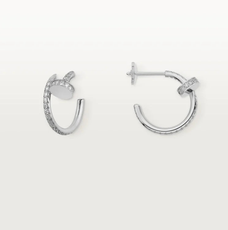 White Gold Coil of Daring – Elegant Half-Hoop Earrings Wrapped in Radiant Crystals, small model