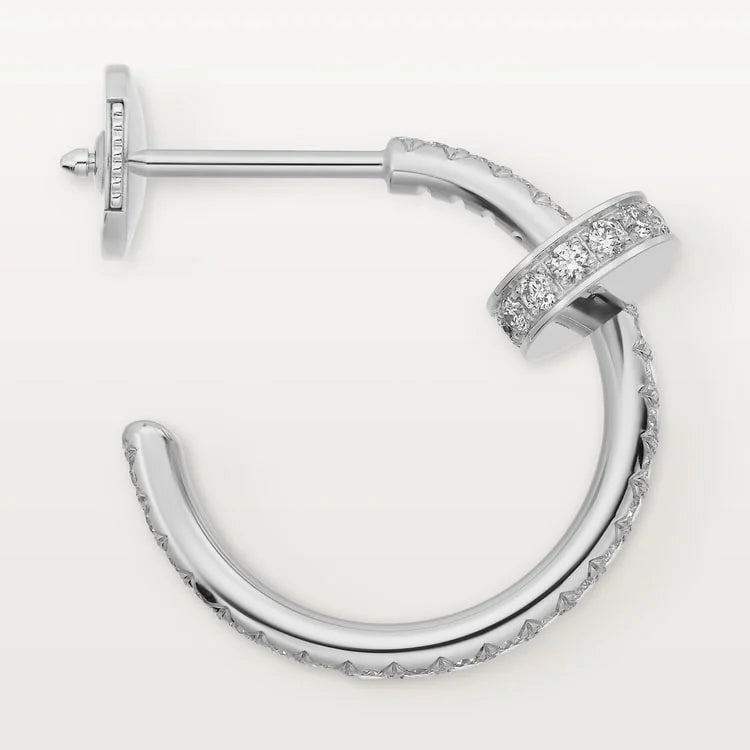 White Gold Coil of Daring – Elegant Half-Hoop Earrings Wrapped in Radiant Crystals, small model