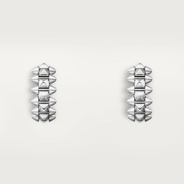White Gold Crown of Spikes – Geometric Pyramid Earrings Symbolizing Strength and Style, mini model