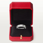 White Gold Face of Devotion – Modern Flat Band for Lasting Love with Personalized Lettering, 4 mm width