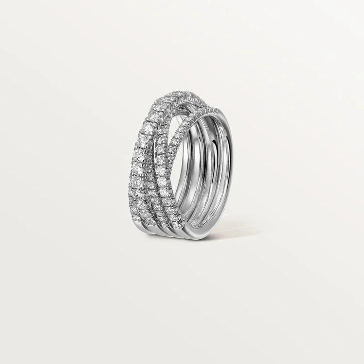 White Gold Flow Of Eternal Grace – Delicate Overlapping Bands With Diamond Detail