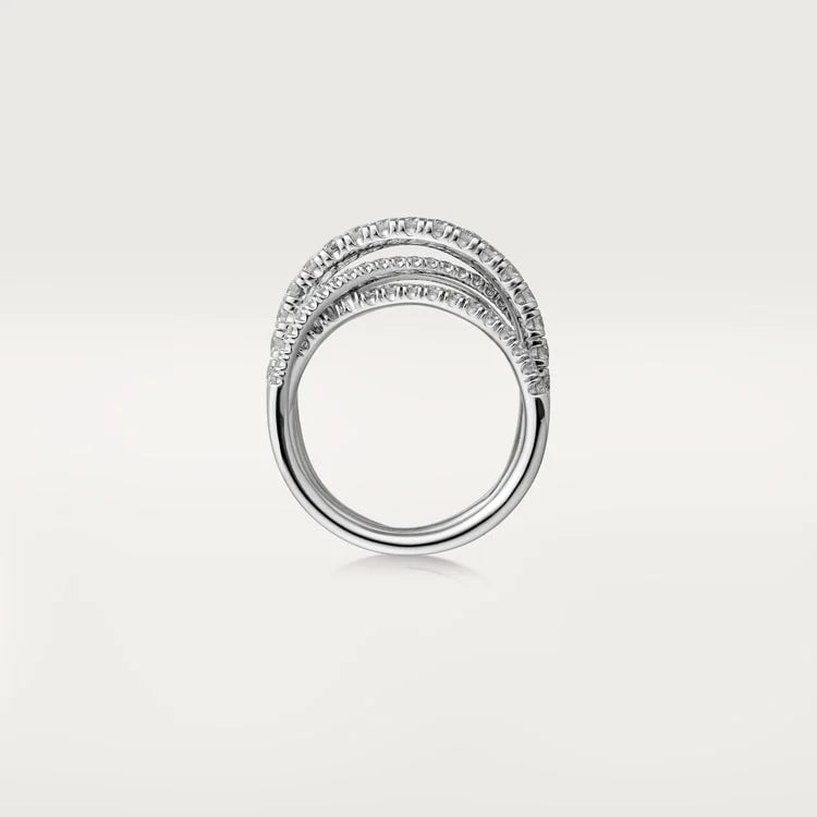 White Gold Flow Of Eternal Grace – Delicate Overlapping Bands With Diamond Detail