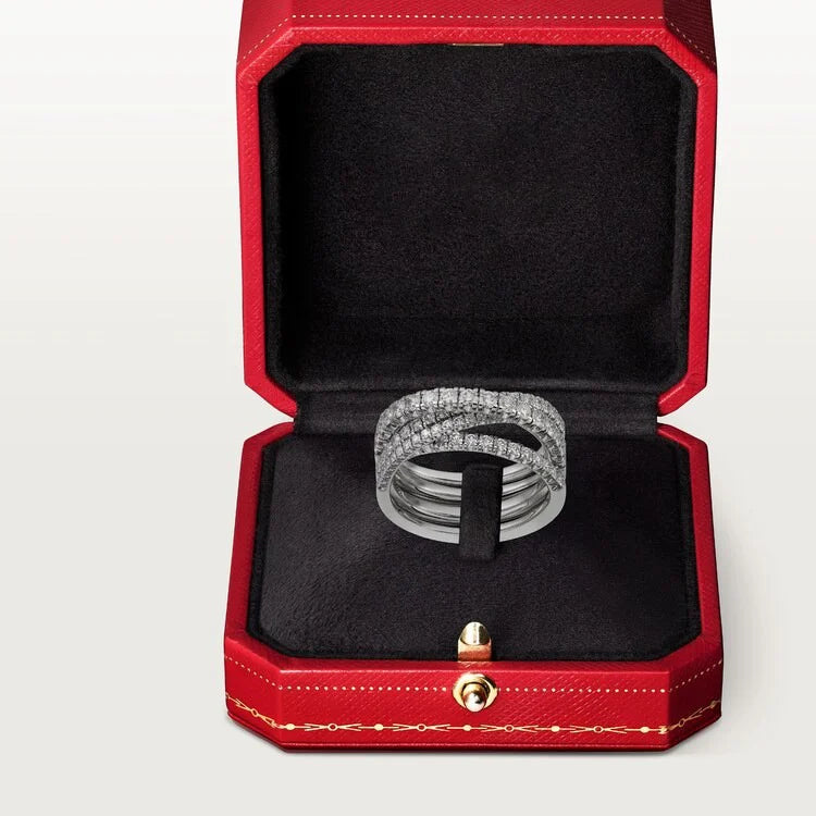 White Gold Flow Of Eternal Grace – Delicate Overlapping Bands With Diamond Detail
