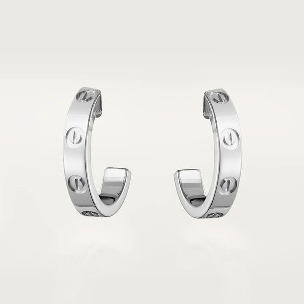 White Gold Lock of Elegance – Statement Screw-Inspired Earrings with Contemporary Edge, small model