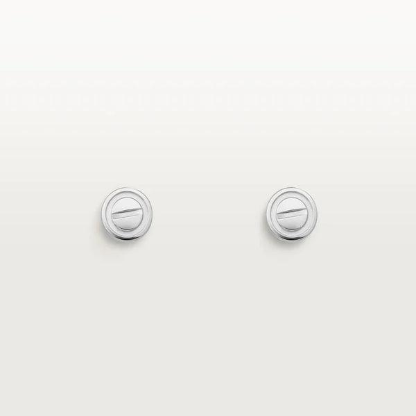 White Gold Point of Precision – Minimal Stud Earrings with Flat Screw Motif