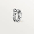 White Gold Spiral Of Daring Elegance – Intertwined Ring With Spiked And Shimmering Bands