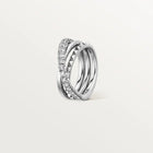 White Gold Spiral Of Daring Elegance – Intertwined Ring With Spiked And Shimmering Bands