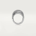 White Gold Spiral Of Daring Elegance – Intertwined Ring With Spiked And Shimmering Bands