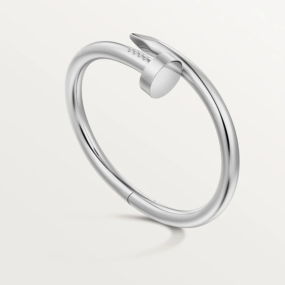 White Gold Tone Clou Bracelet Bold Design Best Gift Ideas For Couple