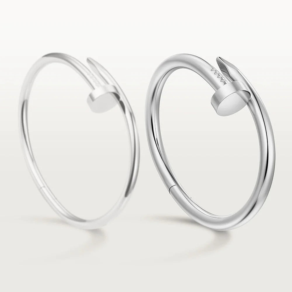 White Gold Tone Clou Bracelet Bold Design Best Gift Ideas For Couple