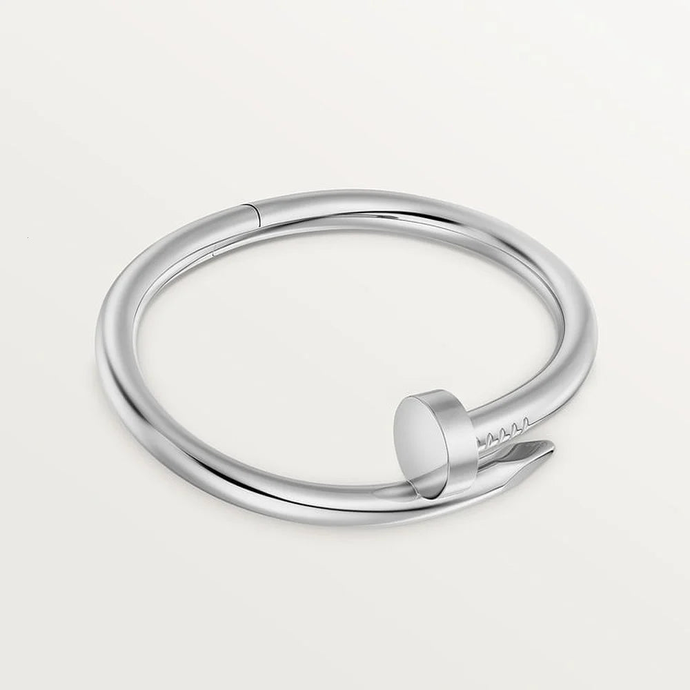 White Gold Tone Clou Bracelet Bold Design Best Gift Ideas For Couple