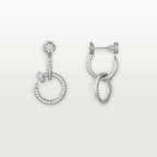 White Gold Tone Clou Douple Earrings With Sparkling Stone Gift Ideas For Her
