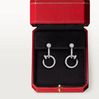 White Gold Tone Clou Douple Earrings With Sparkling Stone Gift Ideas For Her