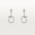 White Gold Tone Clou Douple Earrings With Sparkling Stone Gift Ideas For Her