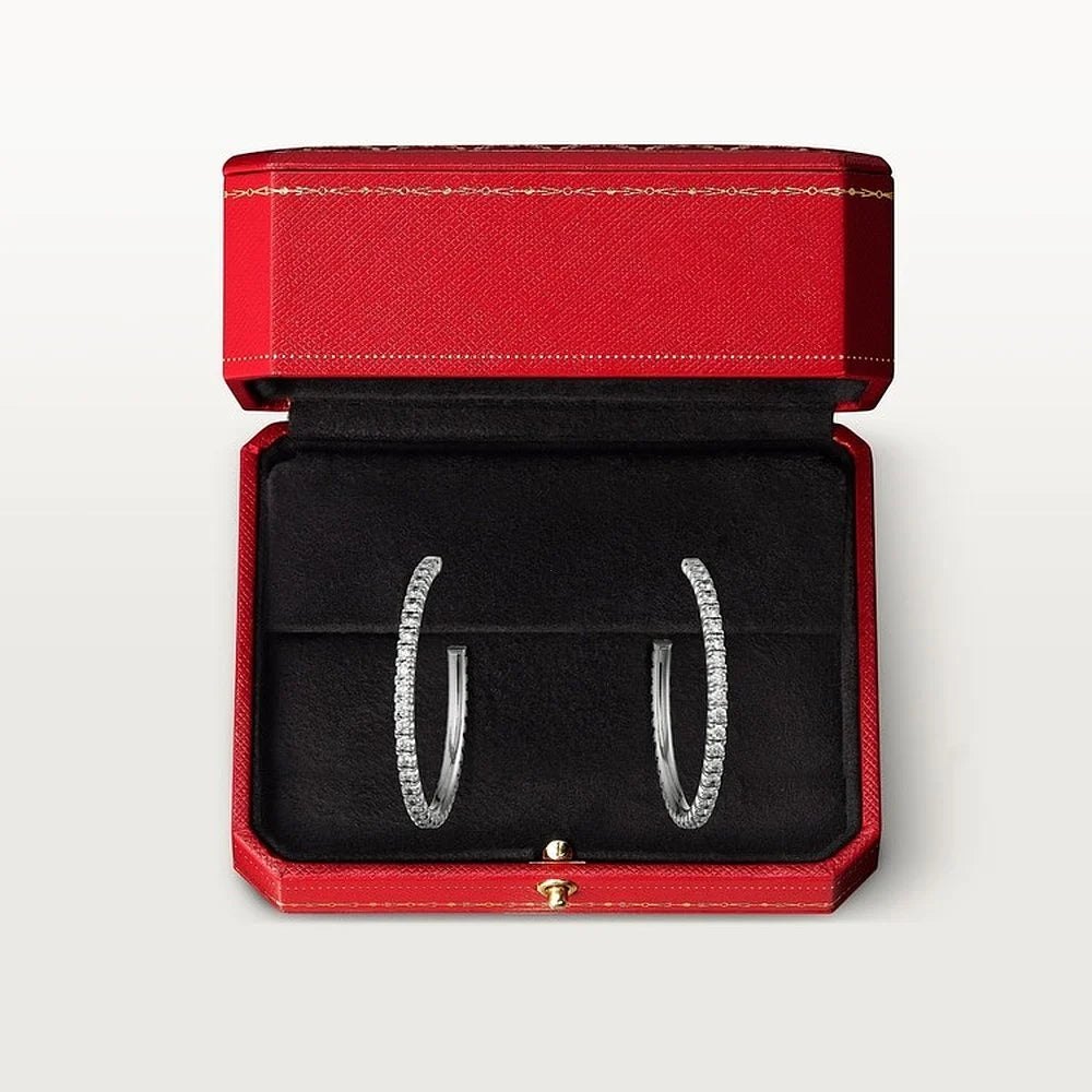White Gold Tone Etincelle Design Hoop Earrings With Sparkling Stone Perfect Gift For Her