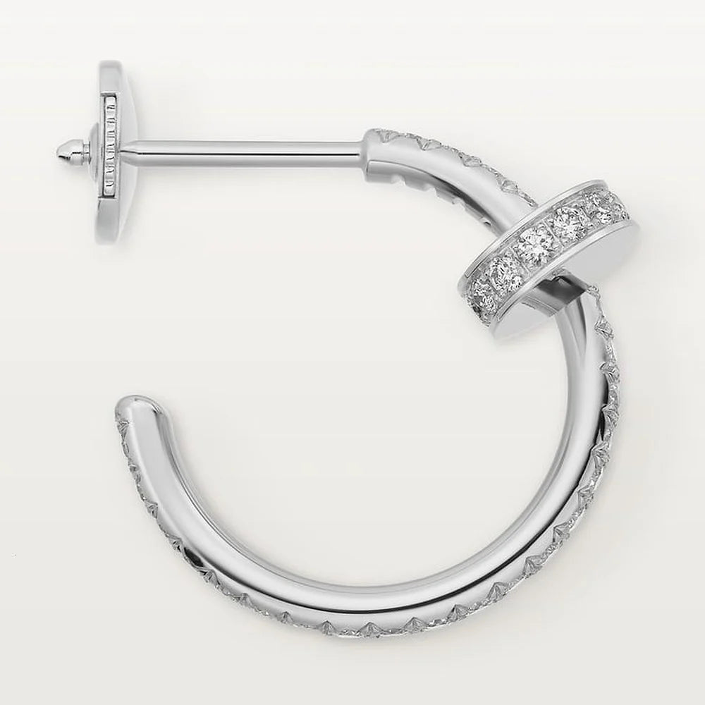 White Gold Tone Hoop Earrings Clou Women’s Earrings Present For Her