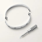 White Gold Tone Love Screw Bracelet Classic Design Unisex Gift Ideas