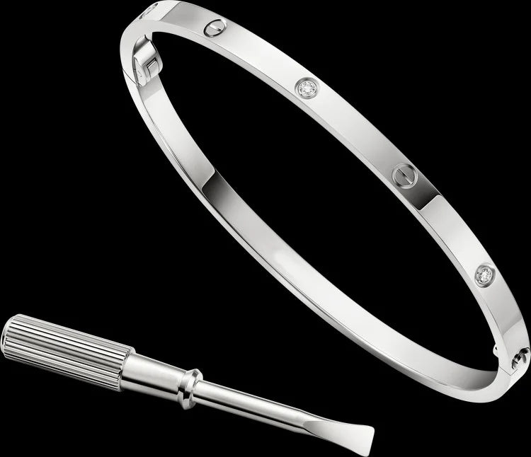 White Gold Tone Love Screw Bracelet Unisex Gift Ideas