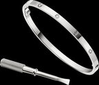 White Gold Tone Love Screw Bracelet Unisex Gift Ideas