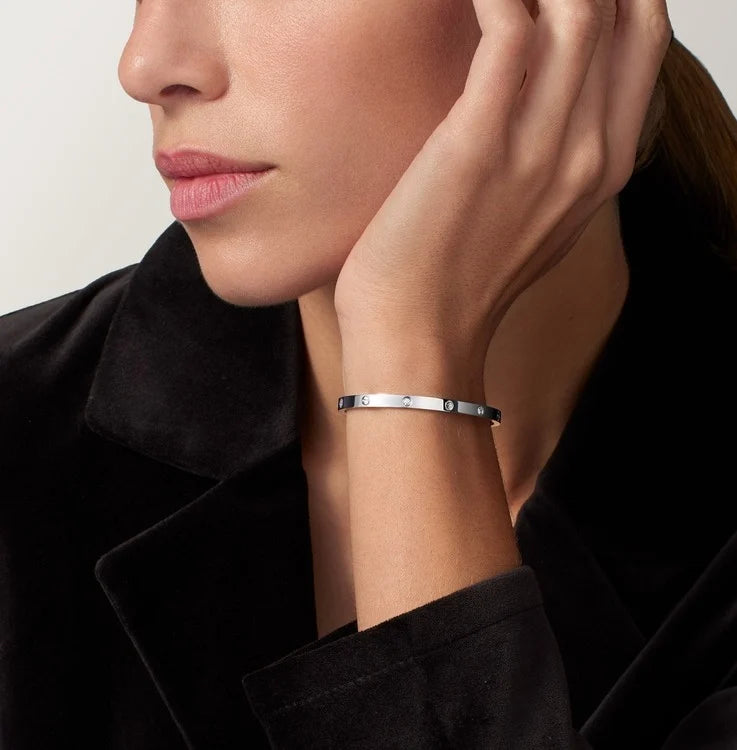 White Gold Tone Love Screw Bracelet Unisex Gift Ideas