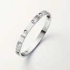 White Gold Tone Screw Motifs Love Bracelet Classic Model With Sparkling Stone