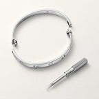 White Gold Tone Screw Motifs Love Bracelet Classic Model With Sparkling Stone