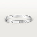White Gold Tone Screw Motifs Love Bracelet Classic Model With Sparkling Stone