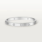 White Gold Tone Screw Motifs Love Bracelet Classic Model With Sparkling Stone