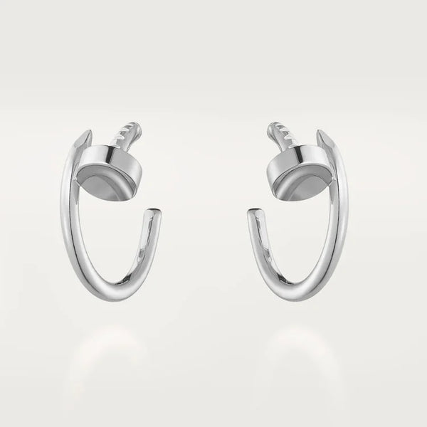 White Gold Twist Blossom – Minimalist Hoop Earrings with Structural Petal Detail, small model