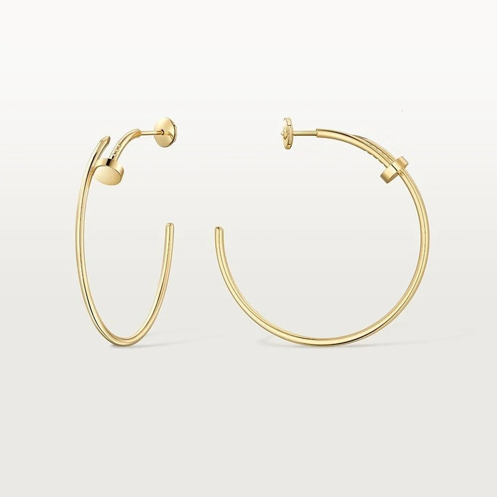 Yellow Gold Tone Clou Nail Earrings With Sparkling Stone Perfect Gift For Womens