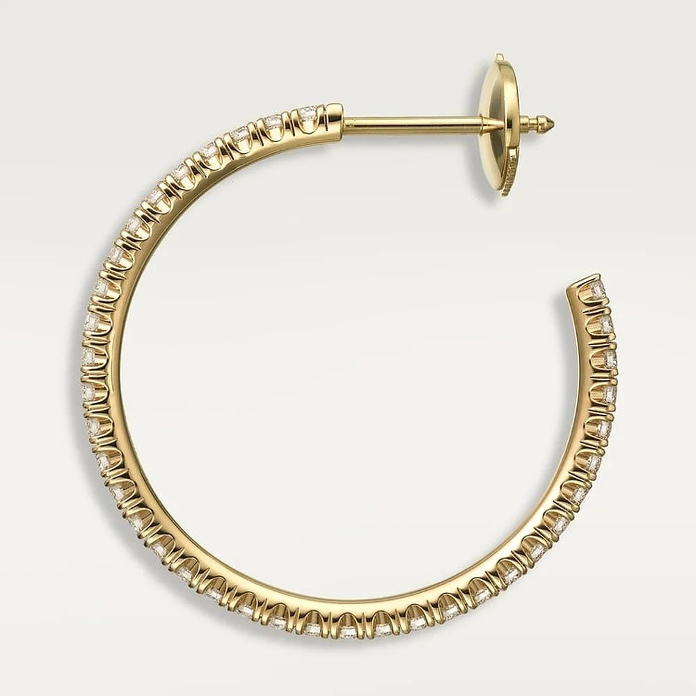 Yellow Gold Tone Etincelle Hoop Earrings With Sparkling Stone Gift Ideas For Women