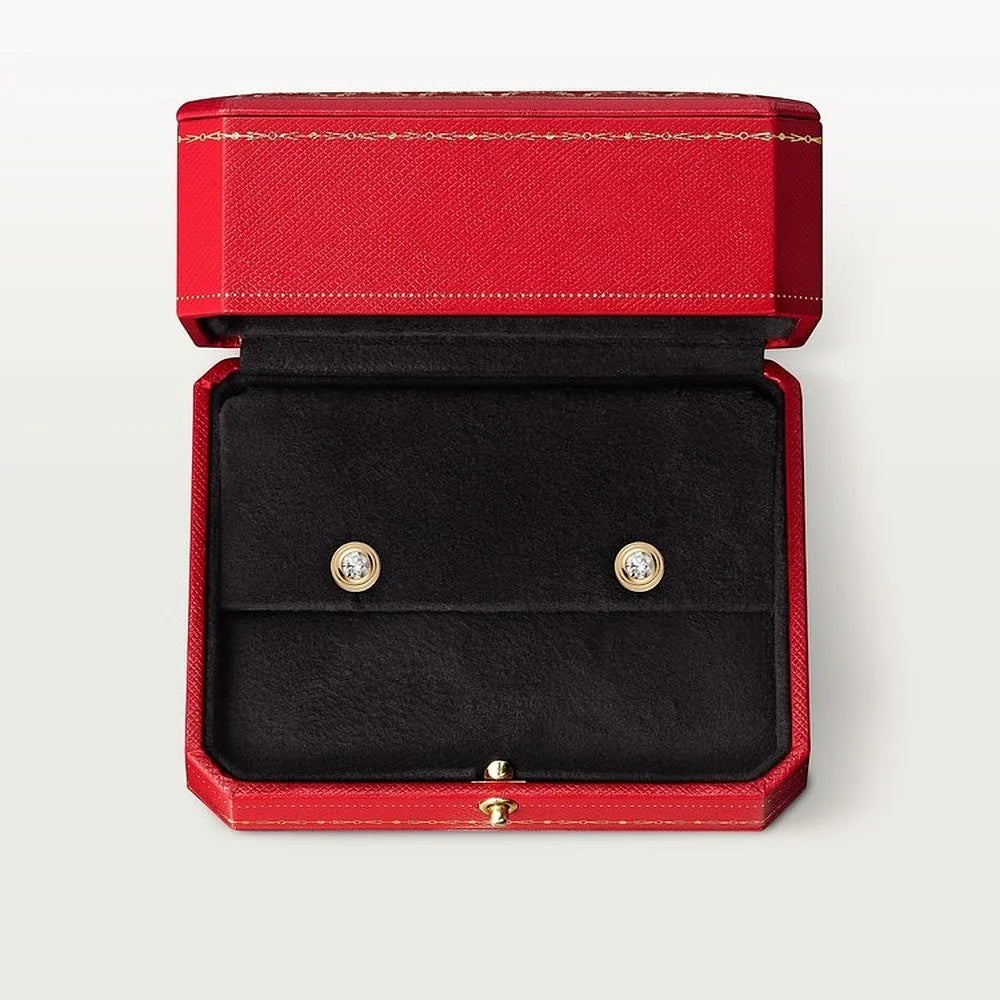 Yellow Gold Tone Stud Earring With Sparkling Stone Best Gift For Women