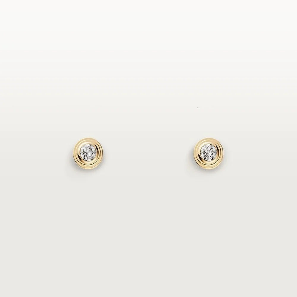 Yellow Gold Tone Stud Earring With Sparkling Stone Best Gift For Women