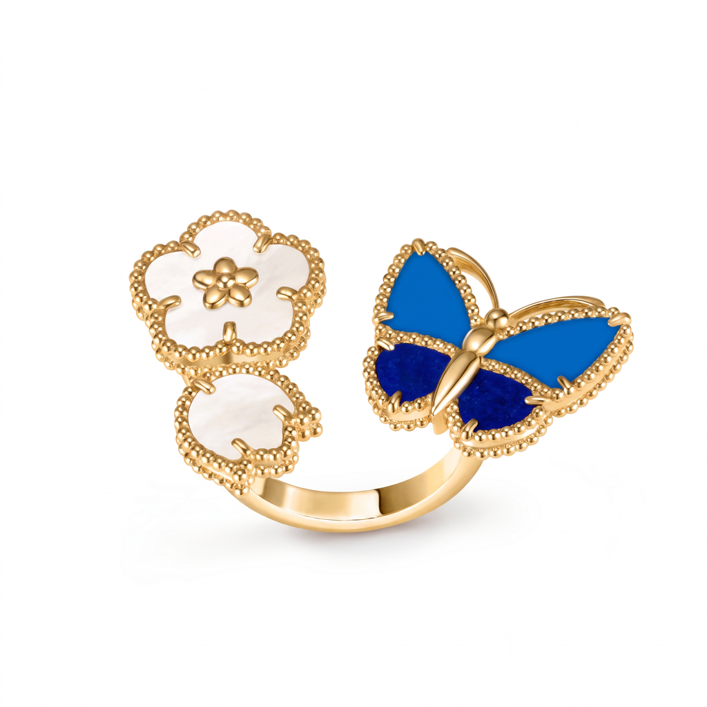 Alhambra Lucky Butterfly Spring Between-the-finger Ring