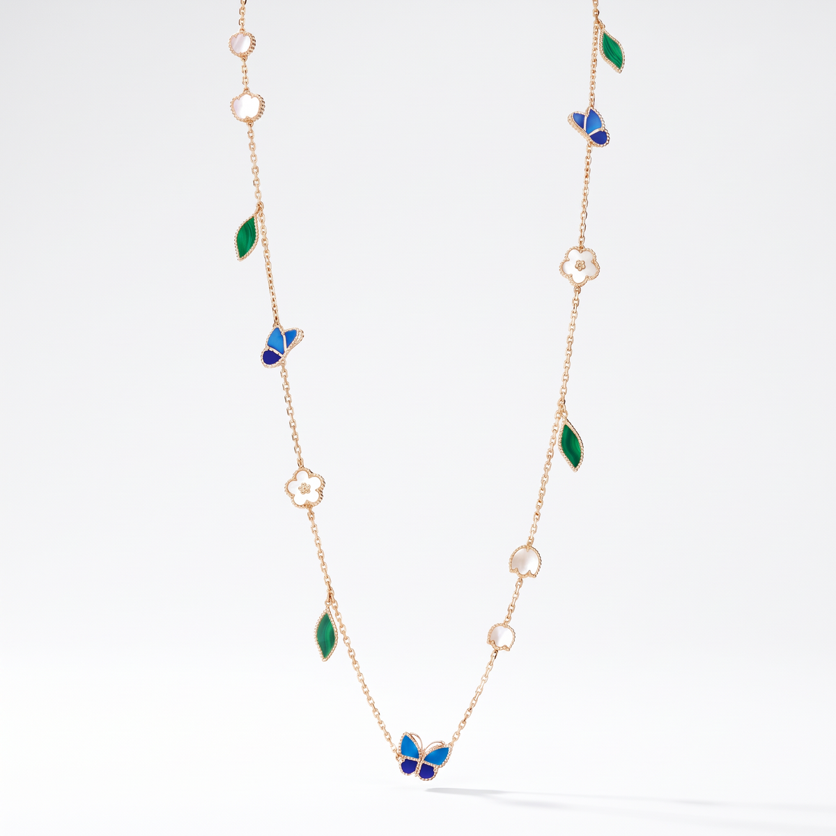 Alhambra Lucky Flower Butterfly Leaf Motifs Long Necklace