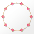 Alhambra Lucky Pink Enamel Clover 10 Motifs necklace
