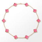 Alhambra Lucky Pink Enamel Clover 10 Motifs necklace