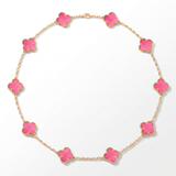 Alhambra Lucky Pink Enamel Clover 10 Motifs necklace